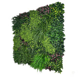 FR Artificial green wall panel with mixed green foliage and white & yellow flowers  100x100 cm