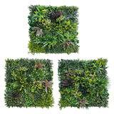 Combo of 3 x 1m2 artificial green wall panel with variegated mixed green red white yellow foliage