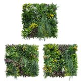 Combo of 3 x 1m2 artificial green wall panels with variegated mixed green red white yellow orange foliage