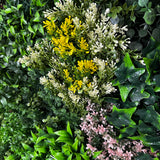 Combo of 3 x 1m2 artificial green wall panels with mixed green pink white yellow foliage