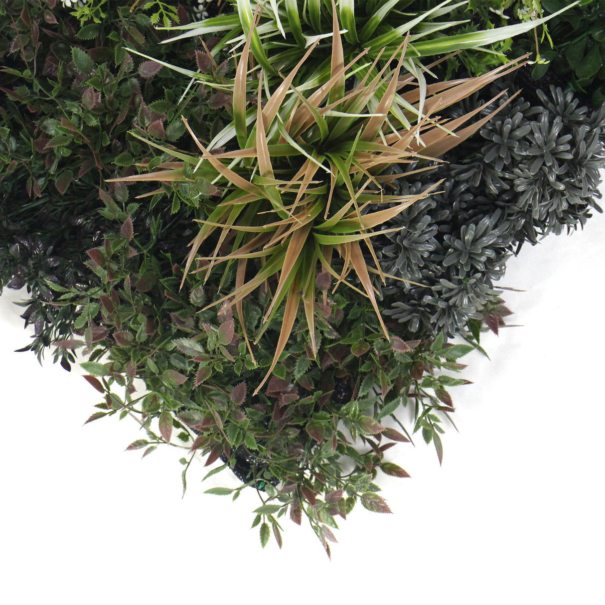 Ultra realistic artificial 3D plant wall with green purple red and white foliage 100x50cm - panel 43A