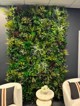 Ultra Realistic Artificial 3D plant wall with lush green, purple, red and white foliage 100x50cm