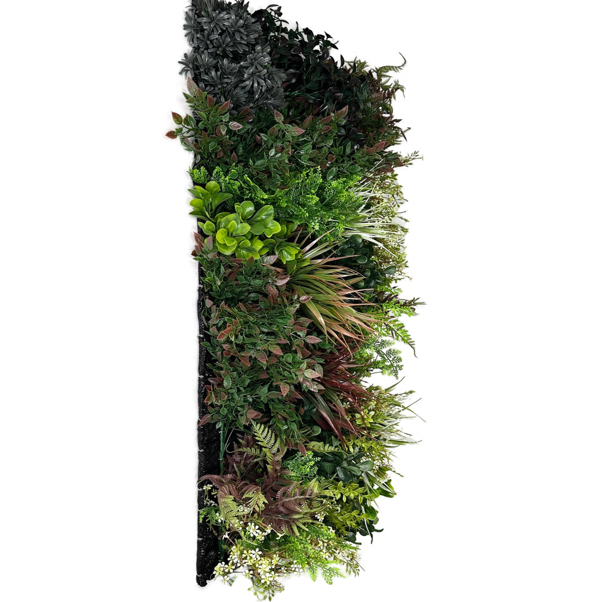 Ultra realistic artificial 3D plant wall with green purple red and white foliage 100x50cm - panel 43B