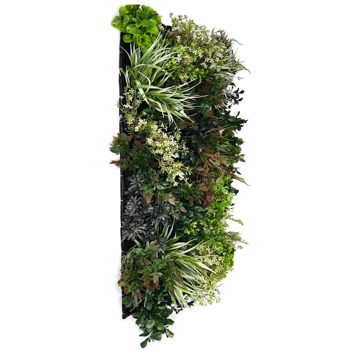 Ultra realistic artificial 3D plant wall with green purple red and white foliage 100x50cm - panel 43C