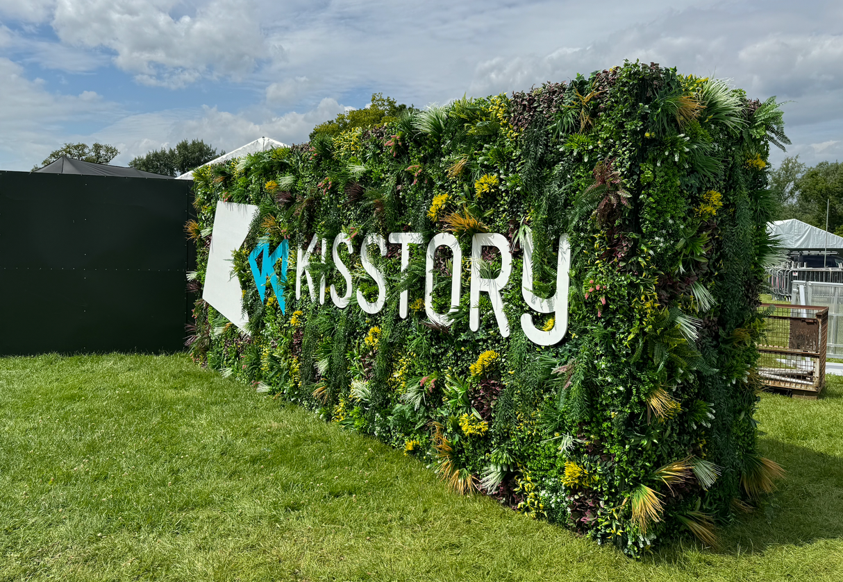 Combo of 3 x 1m2 artificial green wall panels with variegated mixed green red white yellow orange foliage