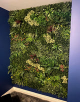 Combo of 3 x Artificial green wall panel with variegated mixed green yellow red orange and white foliage