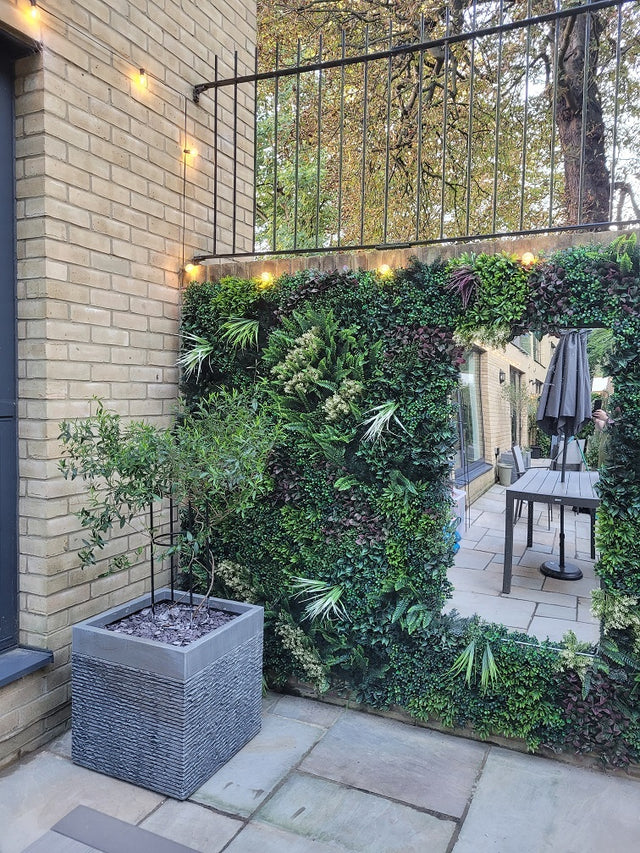 Combo of 3 x Artificial green wall panel with variegated mixed green r ...