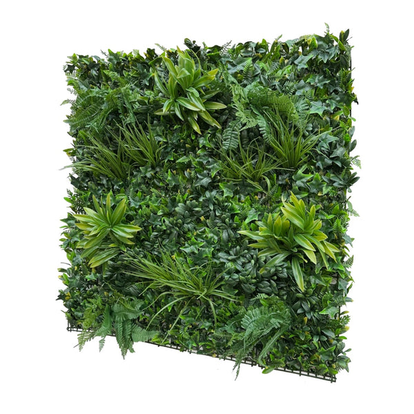 Artificial green wall panel with variegated foliage ivy palms grasses ...